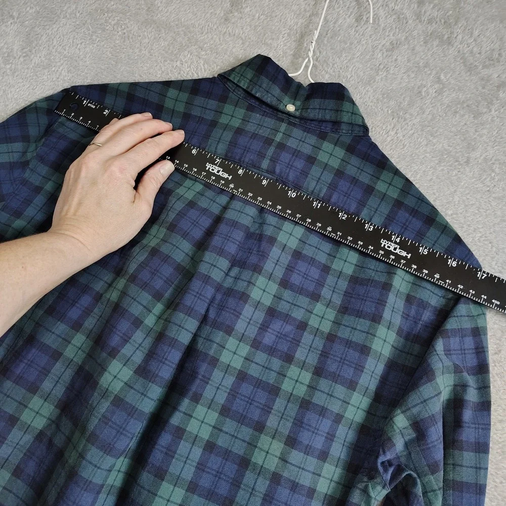 Ralph Lauren Button Up Shirt Mens S Blue Pony Scotch‎ Plaid Slim Fit Button Down